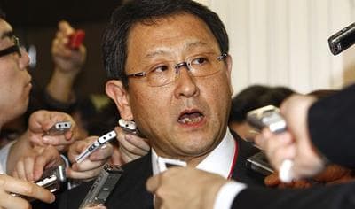 Toyota Motor Corp. President Akio Toyoda speaks to reporters in Tokyo, Japan, on Feb. 9, 2010 (AP).