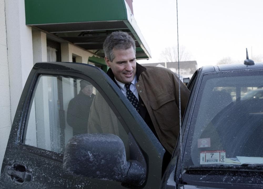 Brown gets into a truck in Chicopee on Friday after kicking off his &quot;thank-you&quot; tour. (AP)