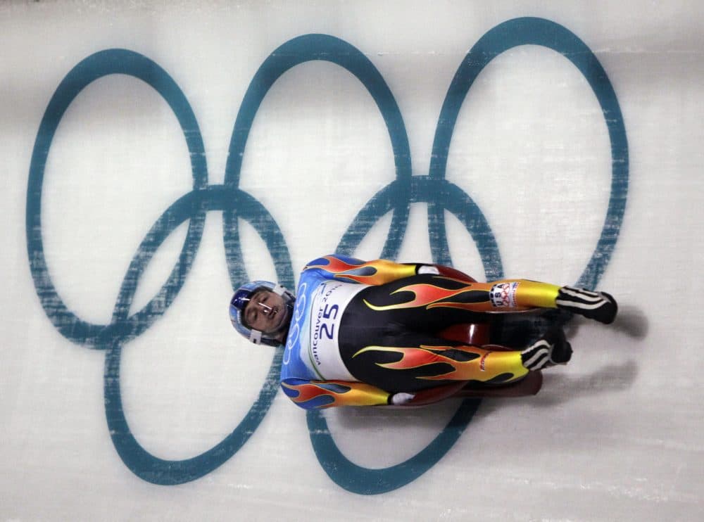Tony Benshoof of the United States practices during a men&#039;s singles luge training session at the Vancouver 2010 Olympics. 