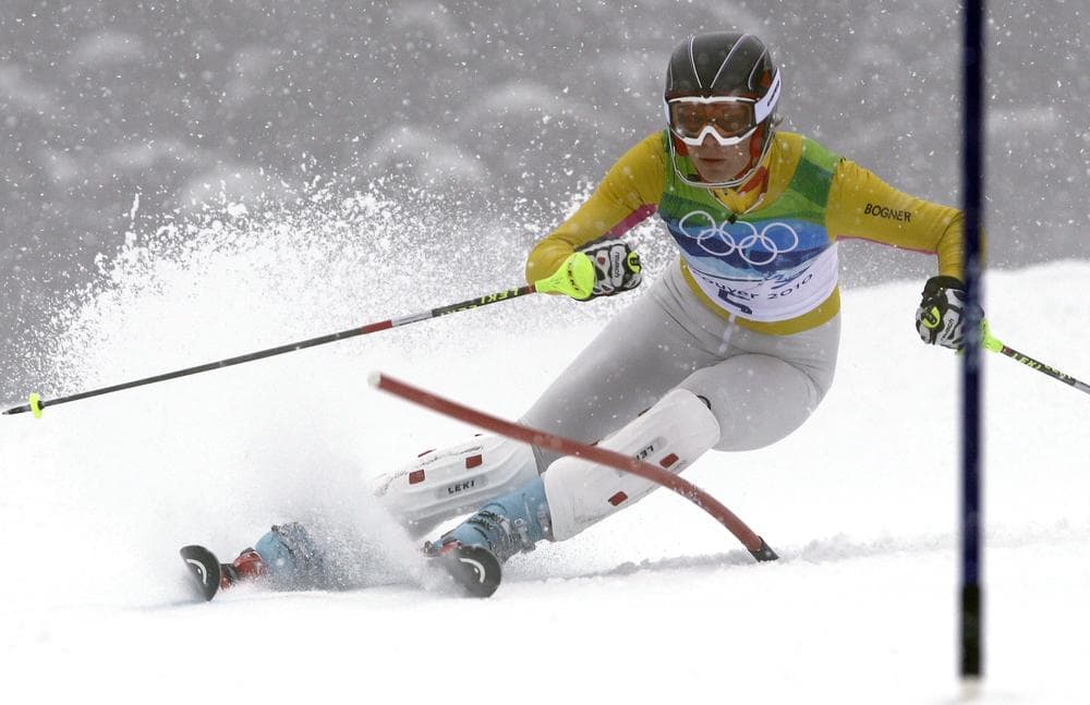 Germany&#039;s Maria Riesch speeds down the course during the first run of the Women&#039;s slalom, at the Vancouver 2010 Olympics(AP)