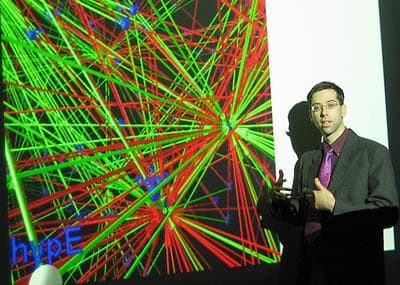 Gil Alterovitz presents a graphical image of a network of genes. As part of his research, he then turns those networks into music. (Courtesy)