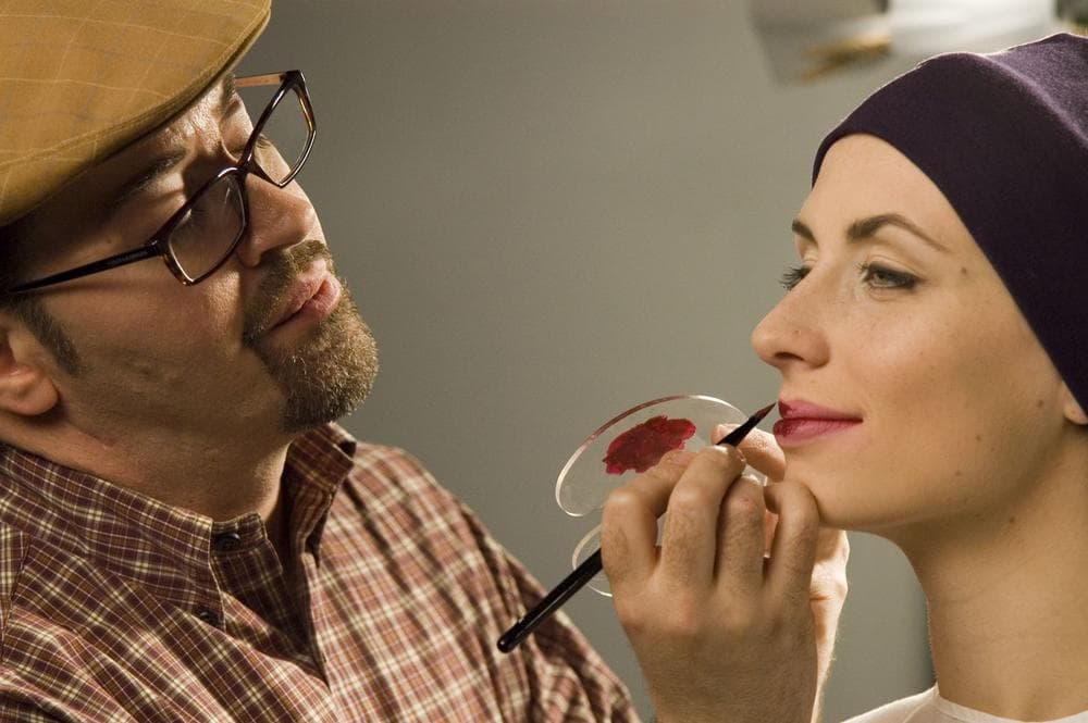 Makeup artist David Nicholas prepares model Courtney Craft for a scene in &quot;The Powder and the Glory.&quot; (Courtesy Liane Brandon)