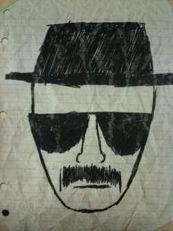 A pen-sketched portrait of Bryan Cranston&#039;s character, Walt White, appears in an eerie temple on AMC&#039;s &quot;Breaking Bad.&quot;