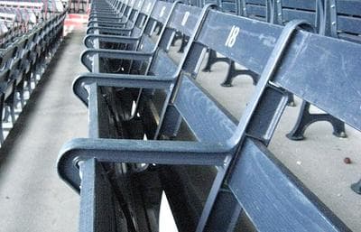 Fenway&#39;s improvements include some automatically retractable seats. (Roxanne Palmer for WBUR)