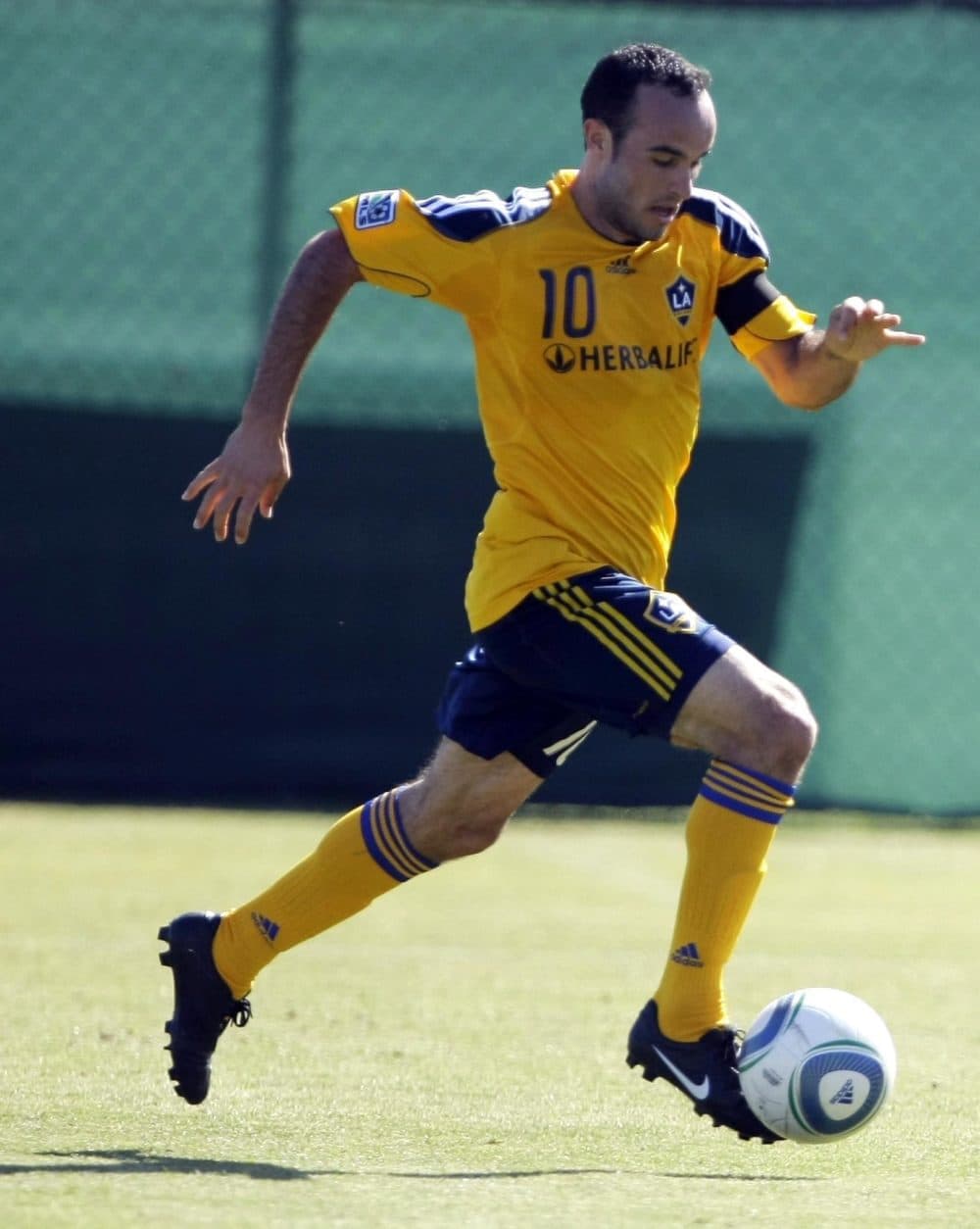 Landon Donovan at an LA Galaxy practice earlier this month. Thanks to a new labor agreement announced Saturday, Major League Soccer avoided a players&#039; strike that could have delayed or cancelled the 2010 season. (AP Photo)