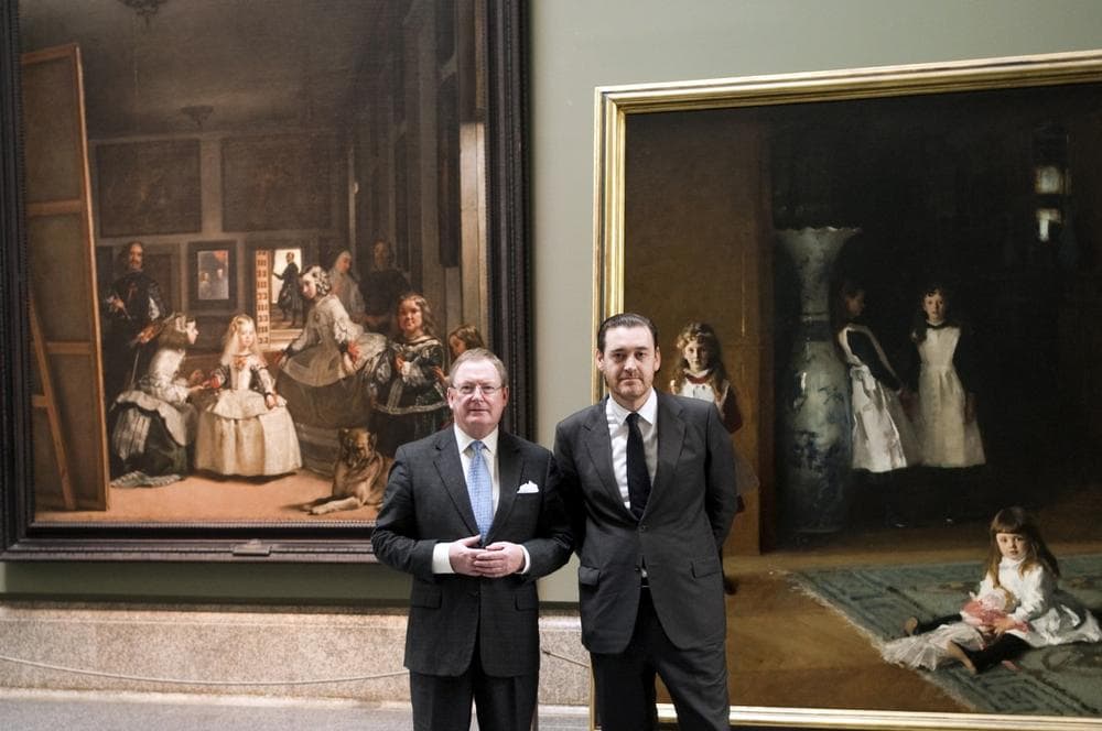 MFA Director Malcolm Rogers and Prado Director Miguel Zugaza stand in front of John Singer Sargent’s &quot;The Daughters of Edward Darley Boit&quot; and its direct source of inspiration, Diego Velázquez’s &quot;Las Meninas.&quot; (Andres Valentin/Prado)