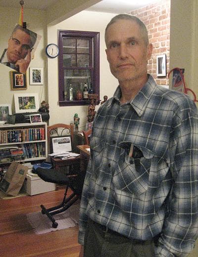 Steve Meacham in his co-op apartment in Cambridge.  (Curt Nickisch/WBUR)