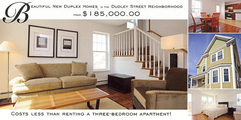 An ad for a Dudley Street land trust home. (Courtesy New Boston Ventures, LLC) (Click to enlarge)