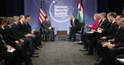 President Barack Obama, Jordan&#039;s King Abdullah II, and others, meet during the Nuclear Security Summit in Washington, Monday, April 12, 2010. (AP)