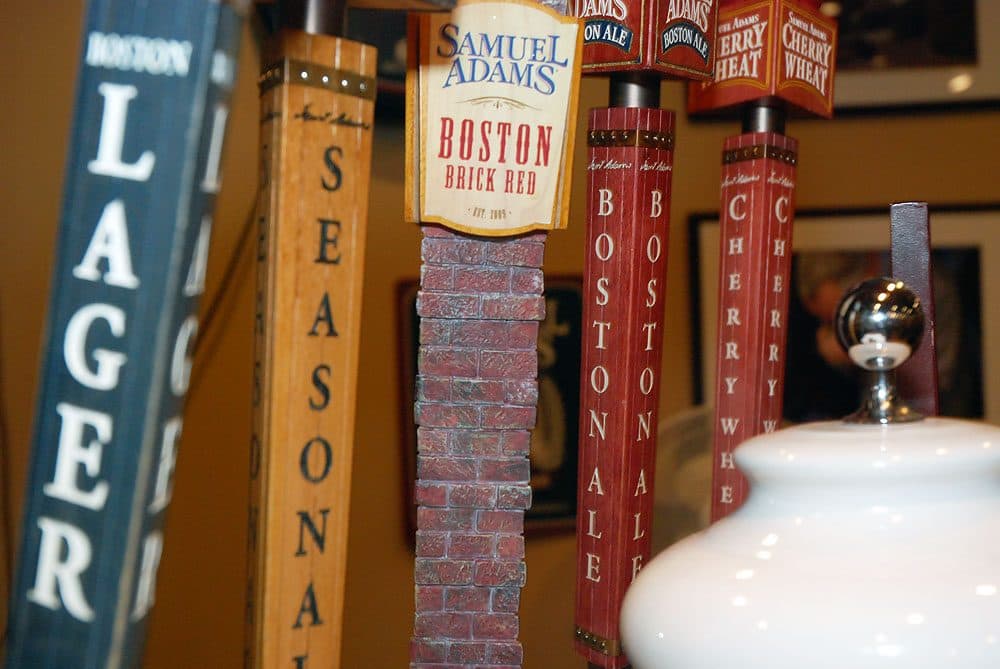 Beer always on tap at the Boston Brewing Company's Sam Adams headquarters. (Andrew Phelps/WBUR)