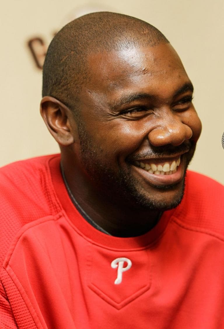 Philadelphia Phillies first baseman Ryan Howard smiles as he talks about his $125 million contract extension during a news conference in San Francisco on Monday. (AP)