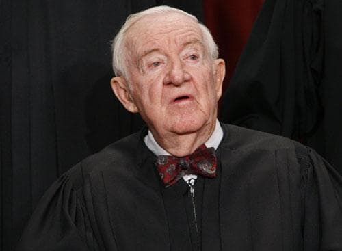 In this Sept. 29, 2009, file photo Associate Justice John Paul Stevens sits for a new group photograph at the Supreme Court in Washington. Stevens, leader of Supreme Court&#039;s liberals, will retire this summer. (AP) 