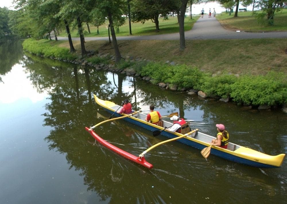 Paddlers make their way down a waterway of the Charles River in 2005. (AP)