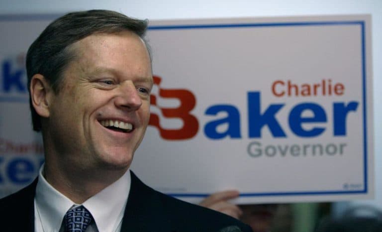 Republican gubernatorial candidate Charlie Baker in July 2009, when he filed paperwork for his candidacy. (Charles Krupa/AP)