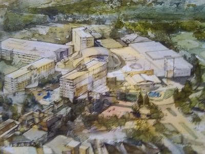 An artist's rendering of the proposed resort-style casino in Fall River (Steve Brown/WBUR)
