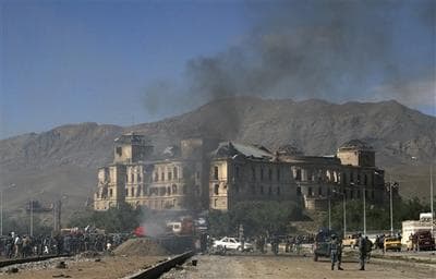 Smoke billows up from the site soon after a suicide attack in Kabul, Afghanistan. (AP)