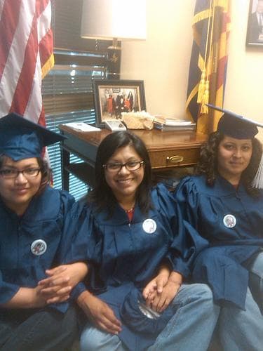 Tania Unzueta (middle) took part in a sit-in at Sen. John McCain’s (R-AZ) Tucson office on Monday. She and her friends are pushing for passage of the Dream Act.  (Courtesy Tania Unzueta)