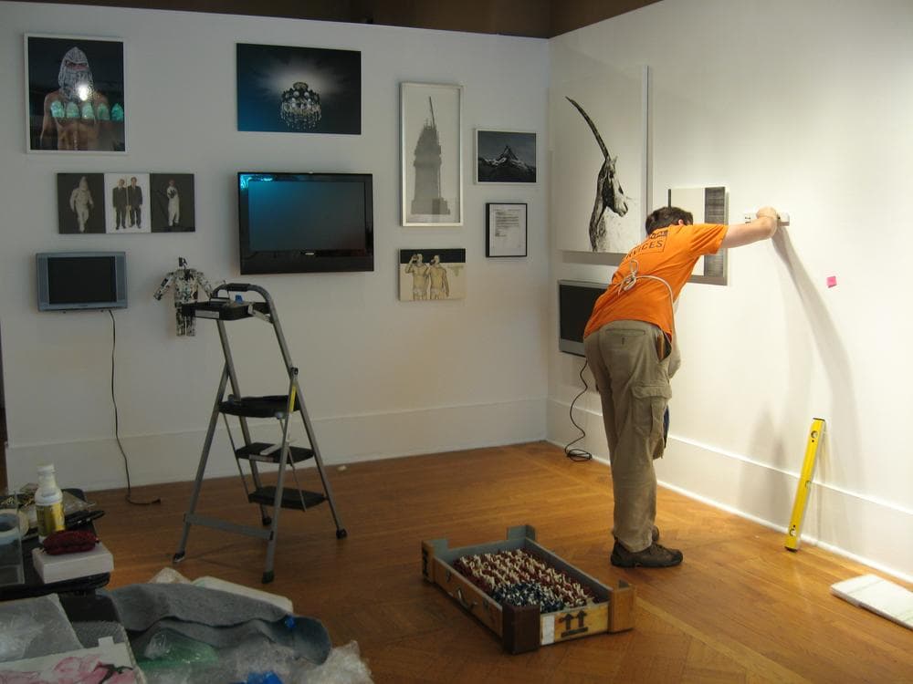 The final show for the Judi Rotenberg gallery is set up. (Andrea Shea/WBUR)