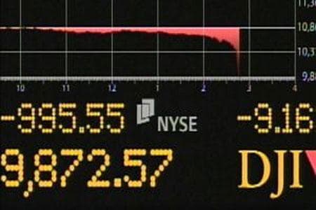 A trading screen during yesterday&#039;s market volatility, May 6, 2010. (Credit: tricities.com)