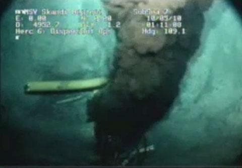 This undated image from video provided by the Senate Environment and Public Works Committee, received from British Petroleum (BP PLC) shows oil gushing from the blown well in the Gulf of Mexico, where the Deepwater Horizon rig sank last month. Questions remained about just how much oil is spilling from the well. (AP Photo/Senate Environment and Public Works Committee)