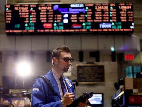 A trader on the floor at the New York Stock Exchange in New York, Thursday, May 27, 2010. (AP)