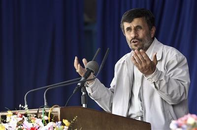 Iranian President Ahmadinejad, speaks at a public gathering in the city of Kerman, southeast of the capital Tehran, Iran. (AP)