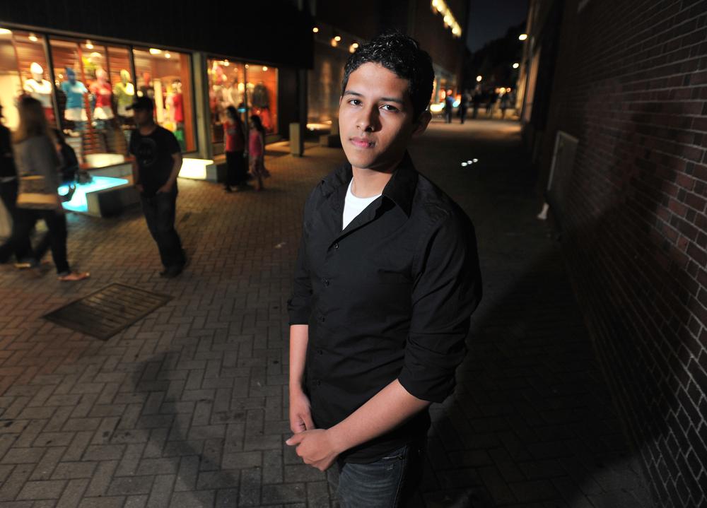 Undocumented Harvard student Eric Balderas, 19, is photographed in Harvard Square in Cambridge. (AP)