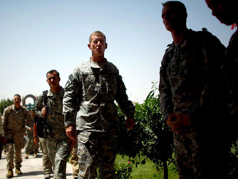U.S. Army Gen. Stanley McChrystal enters a conference Tuesday in Kandahar, Afghanistan. (David Gilkey/NPR)