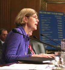 Elizabeth Warren before the Senate Finance Committee in 2009. (AP)