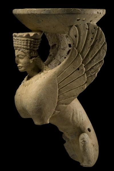 Limestone censer shaped like a female sphinx with the body of a lion and the wings of an eagle, made in the 6th century BC. (Credit: Franck Goddio / Hilti Foundation, Photo: Christoph Gerigk)