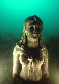 A Graeco-Egyptian statue of a Ptolemaic queen found at the site of Heracleion. (Credit: The Franklin Institute, Franck Goddio/Hilti Foundation, Christoph Gerigk)