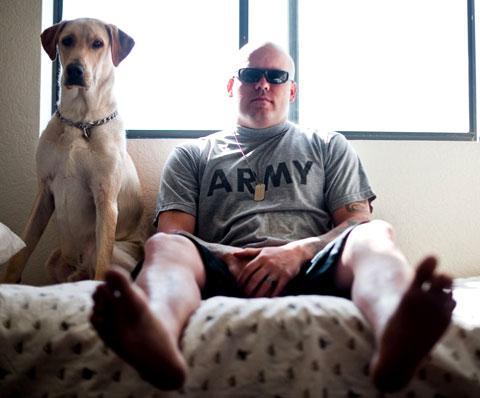 Sgt. Brandon Sanford, 28, a dog handler who survived two roadside blasts in Iraq. Sanford endured a year of balance problems and mental fog before Fort Bliss officials sent him for cognitive therapy. (NPR)