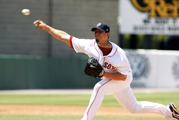 Boston pitcher Josh Beckett (sore back) pitches for the Pawtucket Red Sox against Syracuse in a Triple-A rehab stint in a game on Sunday in Pawtucket, R.I. (AP)