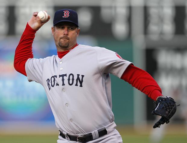 Boston's Tim Wakefield works against Oakland during the first inning of the game on Tuesday in Oakland, Calif. (AP)