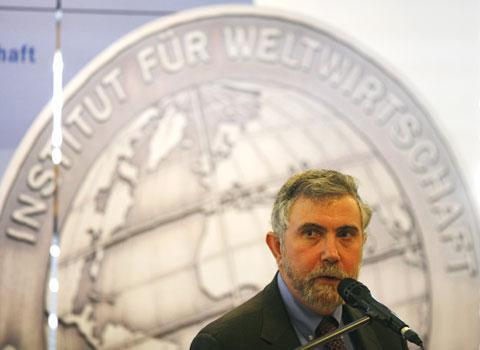 Nobel winner and NYTimes columnist Paul Krugman accepting the Global Economy Prize 2010 of the Kiel Institute in Germany, June 20, 2010. (AP)