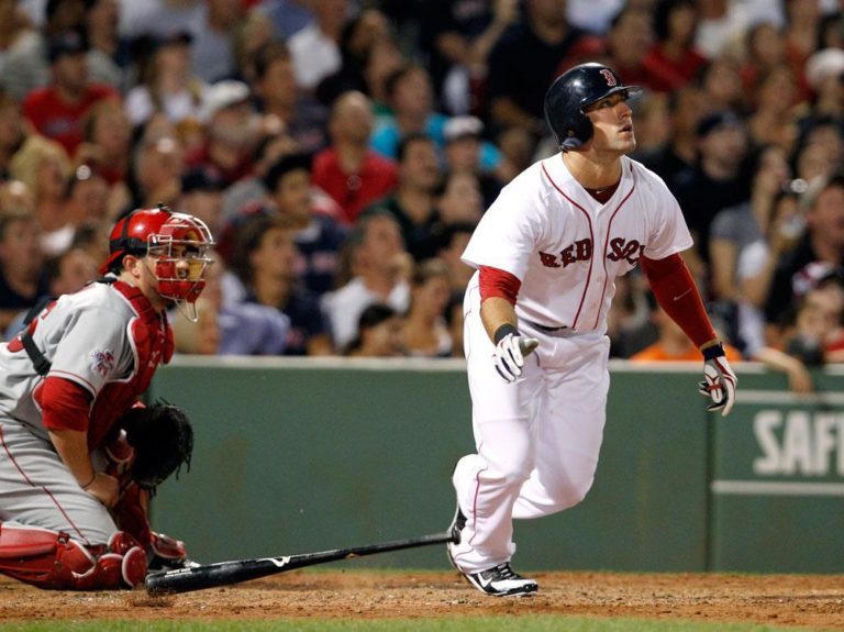 Recent Red Sox call up Ryan Kalish watches his fourth inning grand slam on Tuesday. (AP)