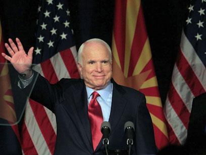 Sen. John McCain speaks to supporters at his victory party in Phoenix after winning Arizona&#039;s GOP primary election. (AP)
