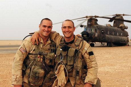 In this film publicity image released by The Weinstein Company, Pat Tillman, left, and his brother Kevin are shown in a still from &quot;The Tillman Story.&quot; (AP)