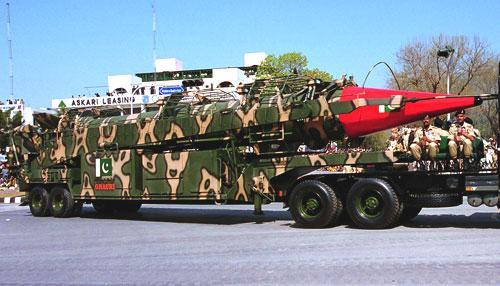 The Pakistan-made Ghauri-I Missile, nuclear capable, is shown in this March 23, 1999 file photo. (AP)