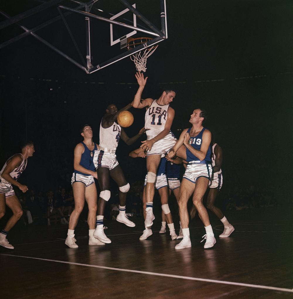 A Olympic basketball game at the 1960 Rome Summer Games on Sept. 8, 1960. The US team featured four future Hall of Famers, including Jerry Lucas (11). (AP)