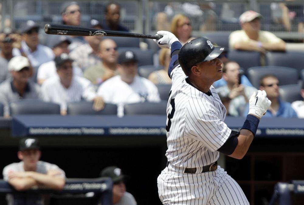 Yankees slugger Alex Rodriguez connects for his 600th career home run on Aug. 4 during a game against Toronto at Yankee Stadium in New York. (AP Photo)