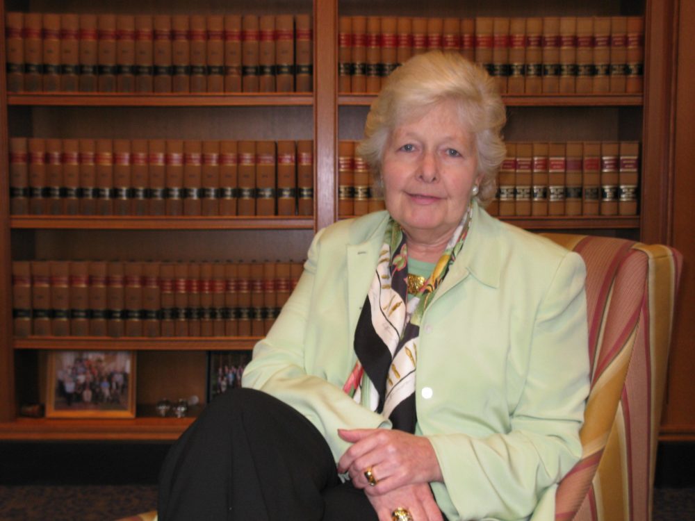 Outgoing Massachusetts Chief Justice Margaret Marshall in her chambers (Meghna Chakrabarti/WBUR)