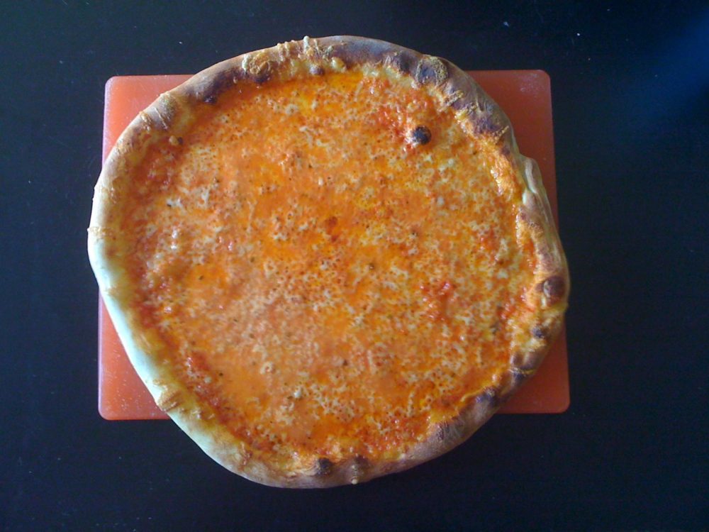 My latest attemped to bake a New York-style pizza at home (Adam Ragusea/WBUR)