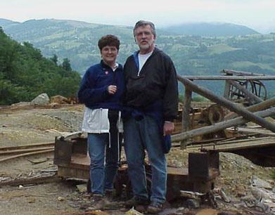 Jim and Jenny Marshall at the Apuseni Mountains in Romania, traveling to the mine where Tellurium was discovered. (Rediscovery of the Elements)