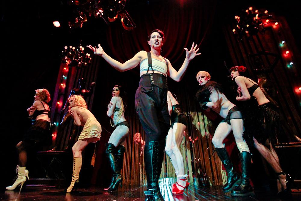 Amanda Palmer, center, stars in &quot;Cabaret&quot; at the American Repertory Theater in Cambridge (Photo courtesy of Marcus Stern/ART)