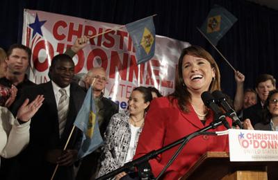 Senate candidate Christine O'Donnell at her election night party, in Dover, Del. (AP)