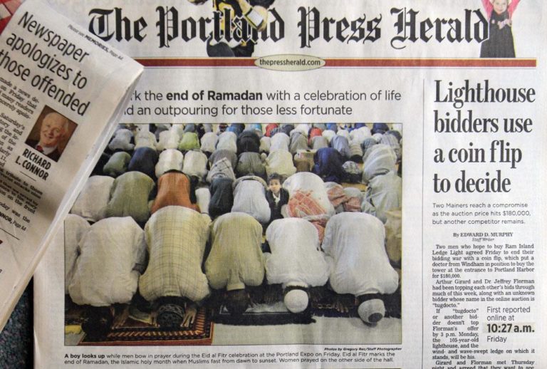 The Portland Press Herald front-page that caused controversy. (AP)