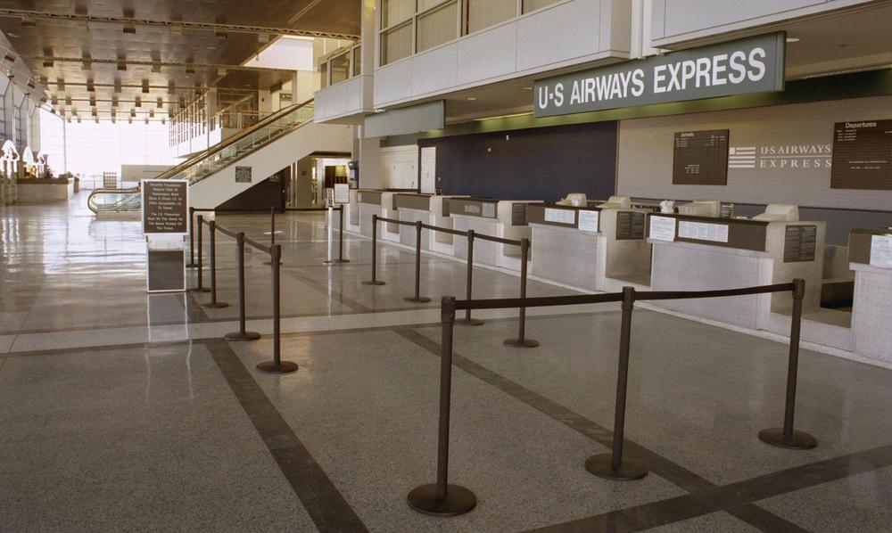 Worcester Regional Airport sits vacant in this January 2003 file photo. US Airways Express has since stopped flying to Worcester. (Christopher Fitzgerald/AP)