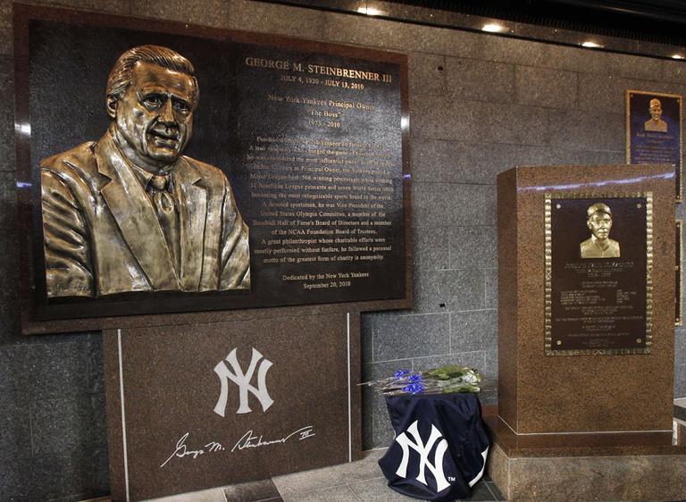 The new monument to the late New York Yankees owner George Steinbrenner (AP)