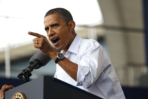 President Barack Obama speaks on the economy at the Milwaukee Laborfest in Milwaukee, Sept. 6, 2010. (AP)